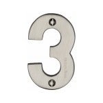 M Marcus Heritage Brass Numeral 3 - Face Fix 76mm Heavy font